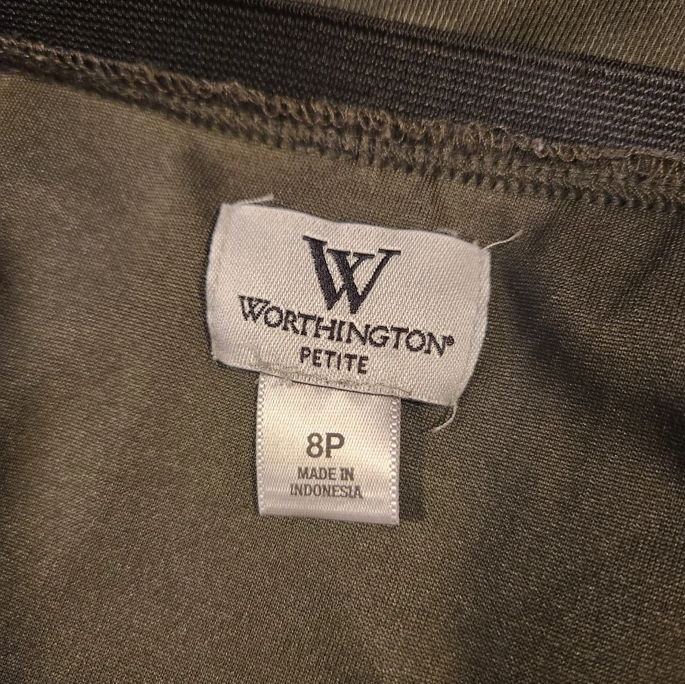 Dark Hunter Army Olive Green Faux Wrap Tulip Hem Worthington Skirt 8 8p EUC